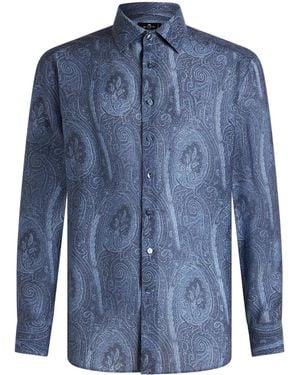 Etro Textured Fabric Dress Shirt - Blue