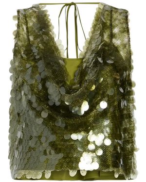 Cinq À Sept Calista Sequin Top - Green