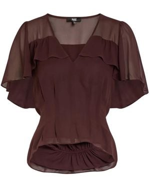 PAIGE Blouse Met Fladdermouwen En Ruches - Bruin