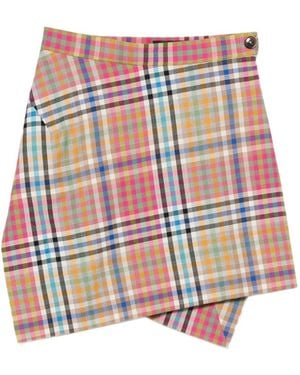 Vivienne Westwood Infinity Plaid-Pattern Asymmetric Mini Skirt - Red