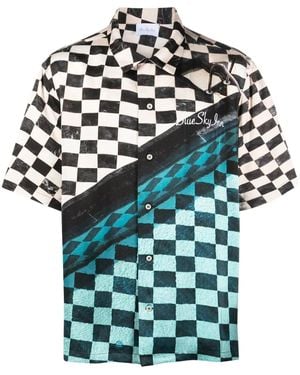 BLUE SKY INN Embroidered-Logo Checked Shirt - Blue