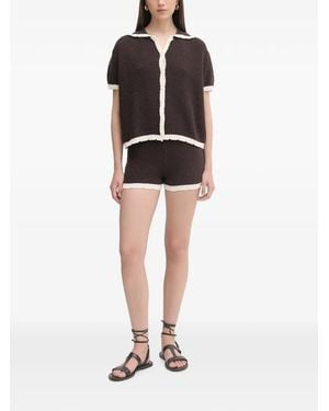 Haveone Contrast-Trim Shorts And Shirt Set - Black