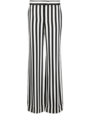 Moschino Striped Wide-Leg Satin Pants - White