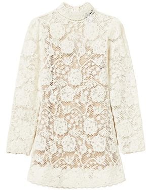 Twinset Floral Crochet Mini Dress - Natural
