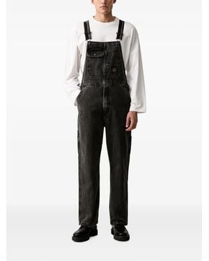 Levi's Ausgeblichene Jeans-Latzhose Mit Aufgesetzten Taschen - Schwarz