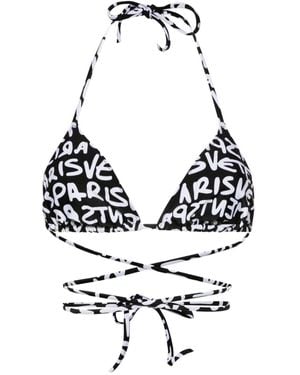 Vetements Logo-Print Triangle Bikini Top - White