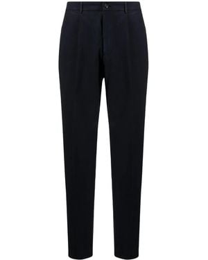 Dell'Oglio Pleated Cotton-Blend Tapered Pants - Blue
