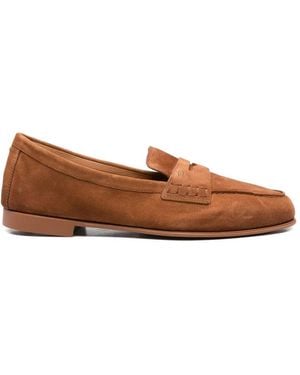 Santoni Penny-strap suede loafers - Braun