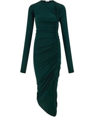 Ferragamo Moosgrünes Drapiertes Kleid Mit Reißverschluss