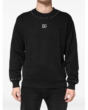 Dolce & Gabbana Pullover Mit Nietenverzierung Und Logoplakette - Schwarz