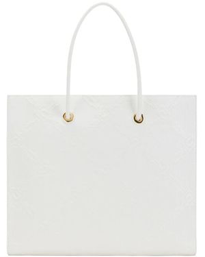 Elisabetta Franchi Large Leather Tote Bag - White