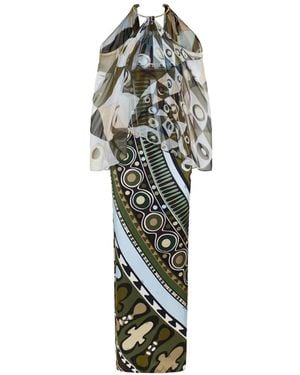 PUCCI Iride-Print Silk-Chiffon Maxi Dress - White