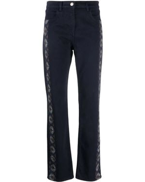 Etro Floral-Stripes Straight-Leg Jeans - Blue