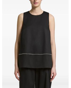 Peserico Bead-Trim Tie-Fastening Top - Black