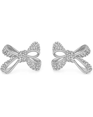 Oscar de la Renta Pendientes Bow Con Detalles De Cristales - Blanco
