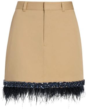 Cinq À Sept Marie Feather-Trim Mini Skirt - Natural