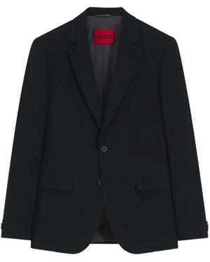HUGO Single-Breasted Notched-Lapels Blazer - Black