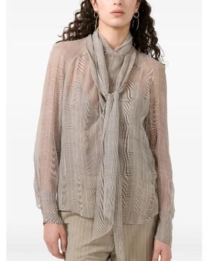 Barbara Bui Tie-Neck Checked Blouse - Gray