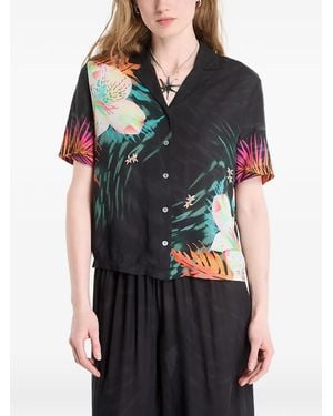 Desigual Floral-Print Short-Sleeve Shirt - Black