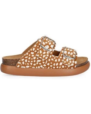 Scholl Buckle-Fastening Animal-Print Slides - White