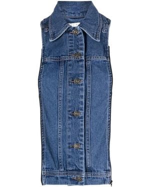 Veronica Beard Button-Front Denim Vest - Blue