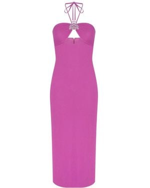 PATBO Hilda Crystal-Embellished Midi Dress - Pink