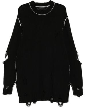 Nude:mm Distressed Crew Neck Sweater - Black