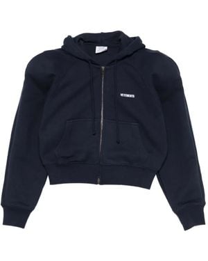 Vetements Logo-embroidered hoodie - Azul