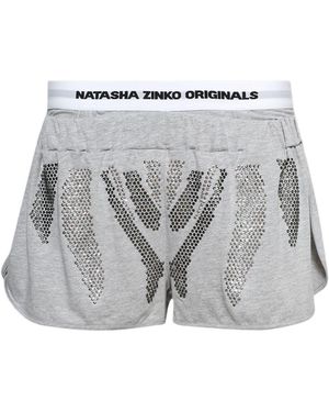 Natasha Zinko Rhinestone-Embellished Shorts - Grey