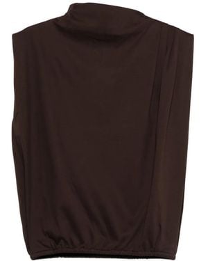 Soeur Pleated Trim Top - Brown
