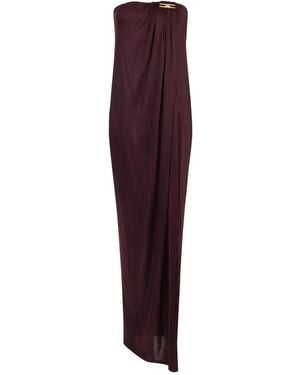 Elisabetta Franchi Draped Jersey Maxi Dress - Purple