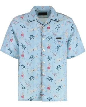 Prada Printed Short-Sleeve Shirt - Blue