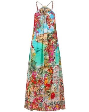 CAMILLA Robe Longue Imprimée À Détail Métallique - White
