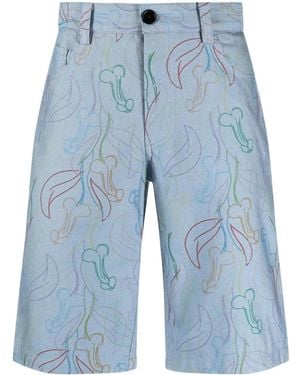 Viktor & Rolf Bermudas Estampadas - Azul
