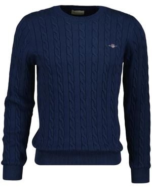 GANT Cable-Knit Crew-Neck Sweater - Blue