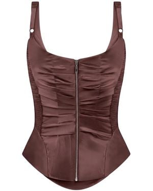 Anna October Florence Draped Satin Corset - Brown
