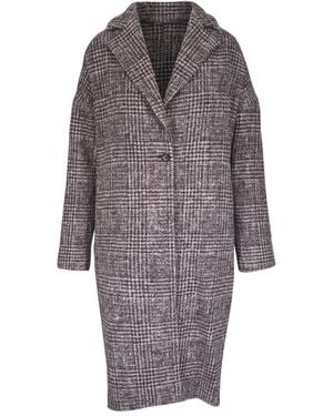Kiton Checked Single-Breasted Coat - Gray