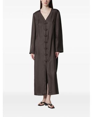 Rohe Mandarin-Closure Silk Dress - Brown
