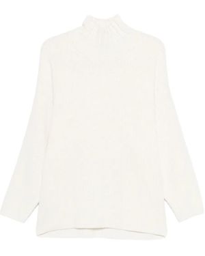 Twinset Roll-Neck Ribbed-Knit Sweater - White