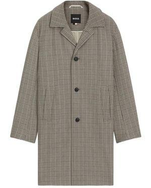 BOSS Cappotto Monopetto A Quadri - Grigio