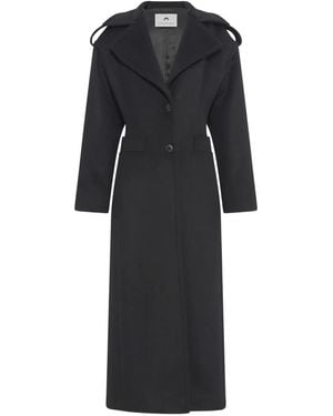 Marine Serre Wool Single-Breasted Coat - Black