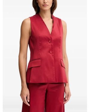 Pedro Del Hierro Madrid Buttoned V-Neck Top - Red