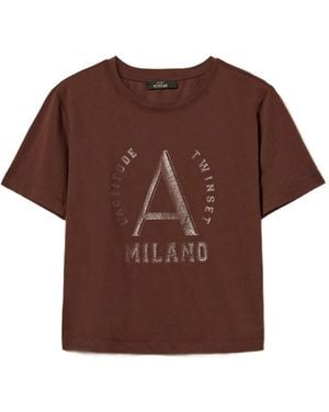 Twinset Logo-Print T-Shirt - Brown