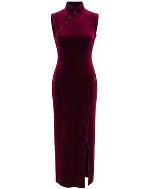 QIPOLOGY Vestido Qipao De Terciopelo - Morado