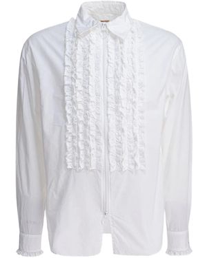 Kapital Ruffled Zip-Front Shirt - White