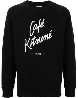 Café Kitsuné Logo-Print Cotton Sweatshirt - Black