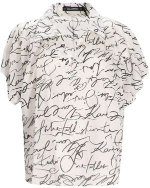 Karl Lagerfeld プリント ポロネックトップ - ホワイト