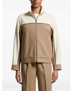 Peserico Colour-Block Paneled Zip-Up Jacket - Natural