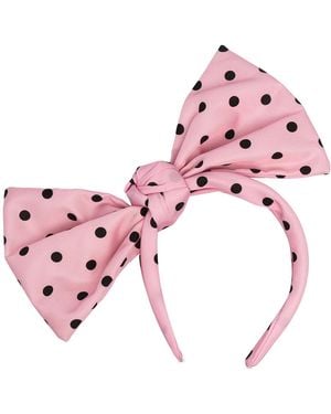 Red(V) Polka Dot Bow-Embellished Headband - Pink