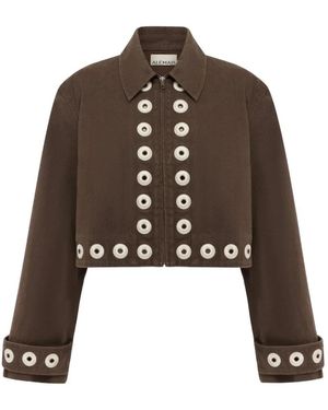 ALÉMAIS Tobe Eyelet-Embellished Cropped Jacket - Brown